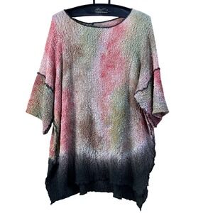 Justine Artwear Hand Painted Silk Popcorn Top Women OS Multi Color Ombre Artwear